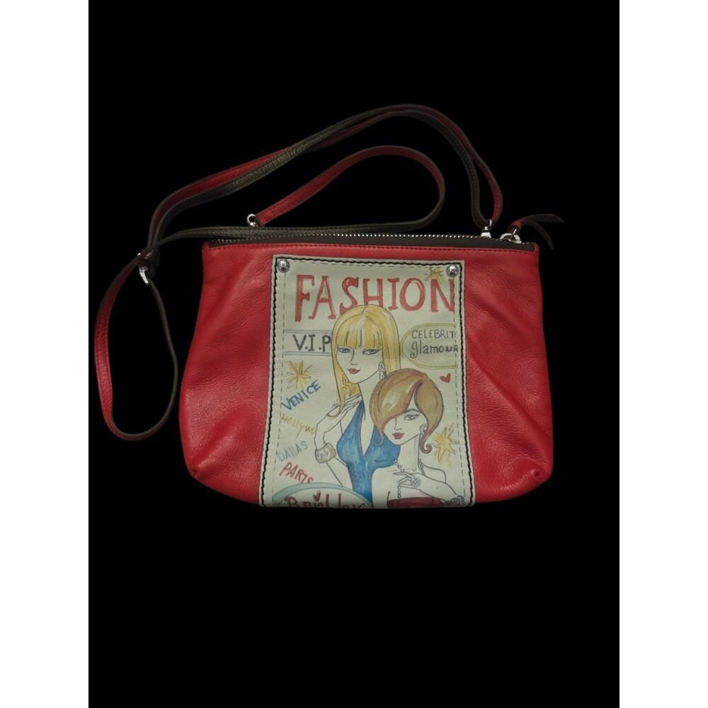 Rare Brighton Tom Clancy Fashionista Red Leather Crossbody Purse w/ Strap